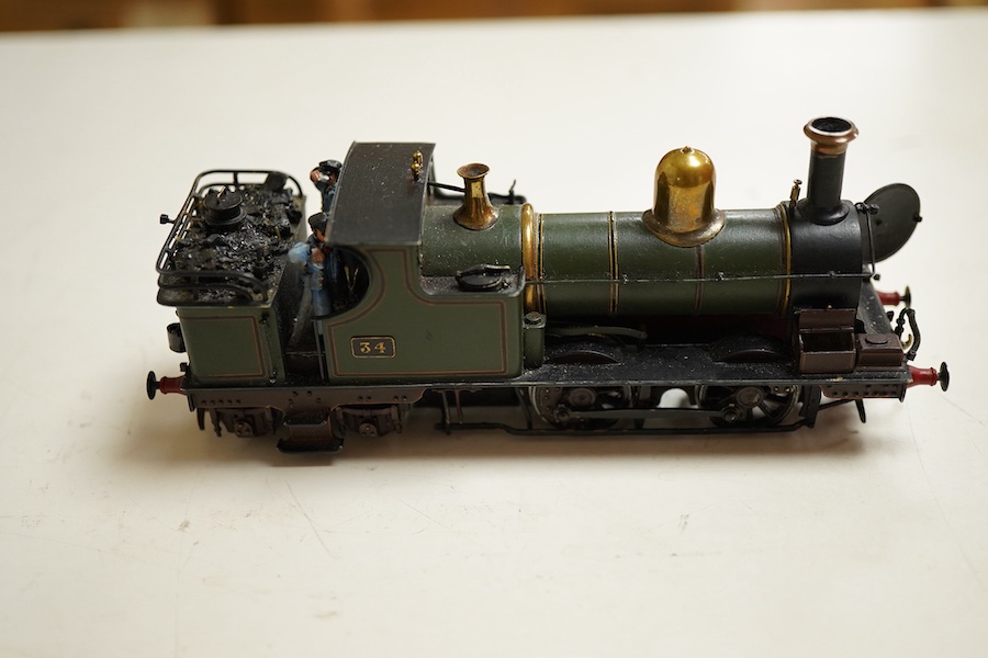 An award winning EM gauge scratch built model railway locomotive by John Worsley, GWR Dean 0-4-4T, 34, rebuilt for the Woolmer Instructional Military Railway (later the Longmoor Military Railway), together with the medal